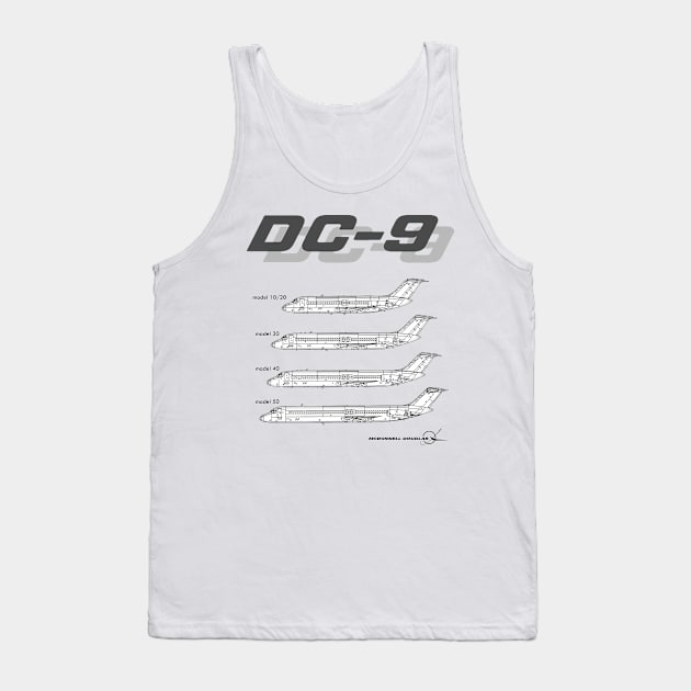 Side view of DC-9 variants. Tank Top by Caravele